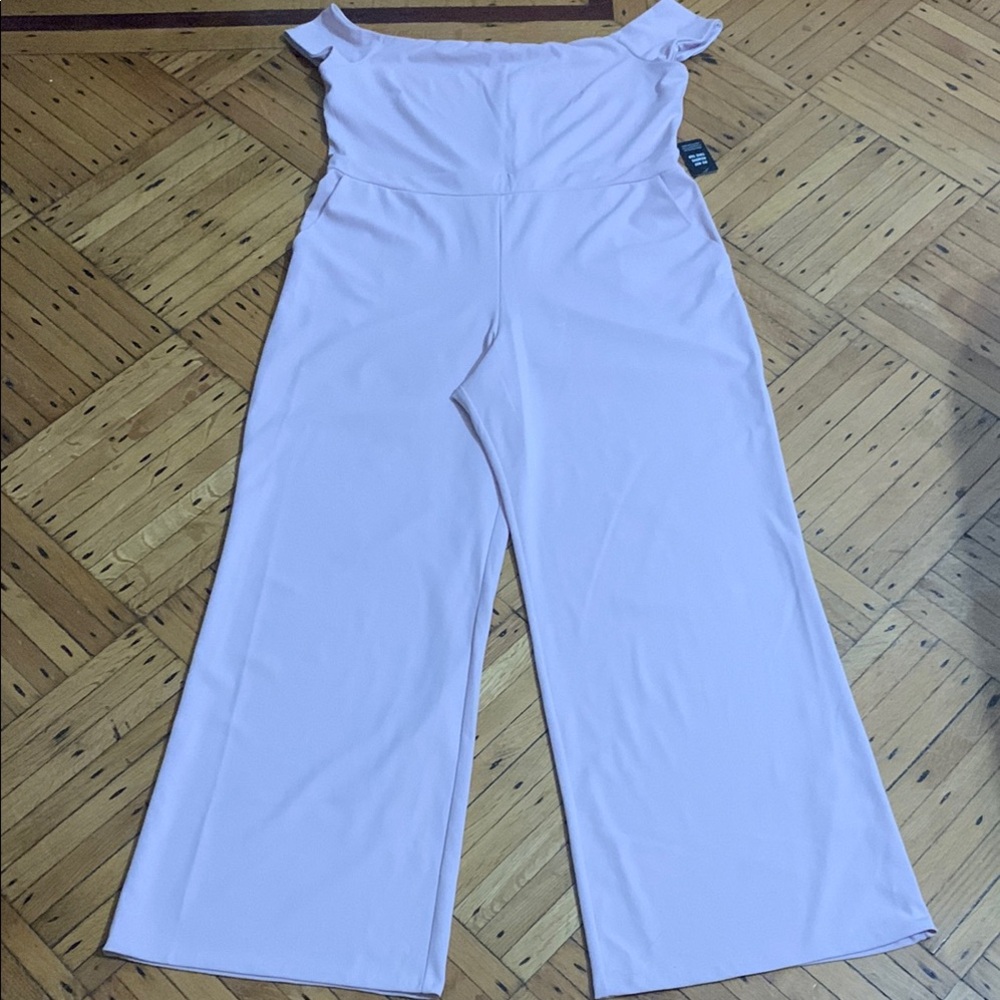 Express Blush Pink Jumpsuit with Tailored Silhouette and Wide-Leg Design - Picture 4 of 7